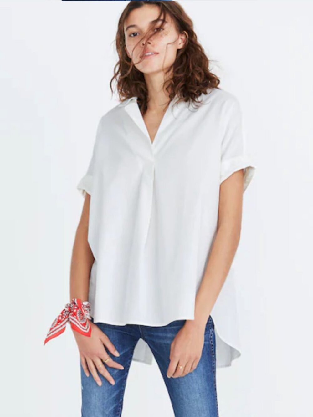 Madewell Courier Button-Back Shirt in Pure White, L
